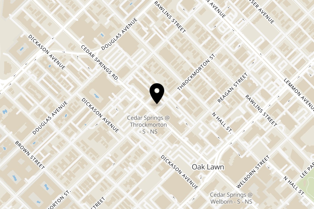 Map showing the location of Crickle's and Co. on 4000 Cedar Springs Rd E in Dallas
